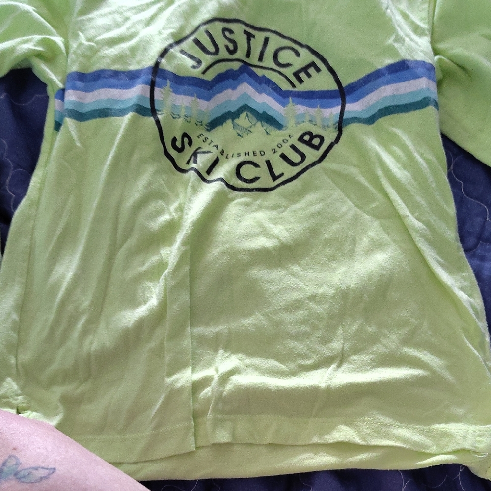 Justice Lime Green Ski Club Long Sleeve Tee